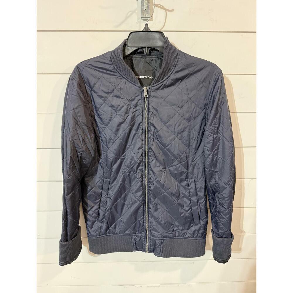 Country Road Men's Quilted Jacket Navy Zip Front Bomber XS
